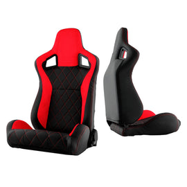 Xtune Scs Style Racing Seat Suede/Pu X (Double Slider) Red/Black Driver Side RST-SCS-01-RDX-DR 9933875