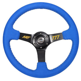 NRG MATT FIELD FORMULA DRIFT BLUE ALCANTARA BASEBALL STITCHING 350mm STEERING WHEEL RST-036MB-A-MF2