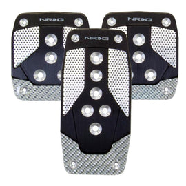 NRG Aluminum Sport Pedal Black w/ Silver Carbon MT PDL-400BK