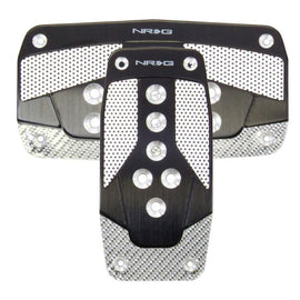NRG Aluminum Sport Pedal Black w/ Silver Carbon AT PDL-450BK