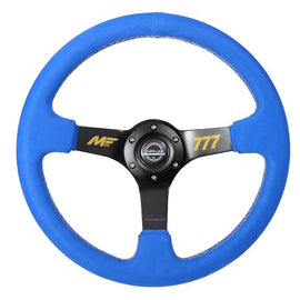 NRG MATT FIELD FORMULA DRIFT BLUE ALCANTARA CRISS CROSS STITCHING 350mm STEERING WHEEL RST-036MB-A-MF1