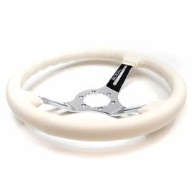 GRIP ROYAL STEERING WHEEL GHOST 350MM WHITE LEATHER/CHROME SPOKE DEEP