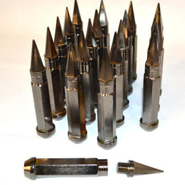 NNR 90MM STEEL LUG NUT WITH SPIKES SET OF 20 12x1.25 BLACK CHROME