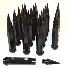 NNR 90MM STEEL LUG NUT WITH SPIKES SET OF 20 12x1.25 BLACK