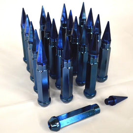 NNR 90MM STEEL LUG NUT WITH SPIKES SET OF 20 12x1.25 BLUE