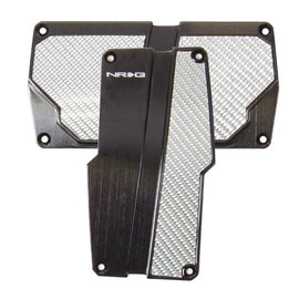 NRG Brushed Aluminum Sport Pedal Black w/ Silver Carbon AT PDL-150BK