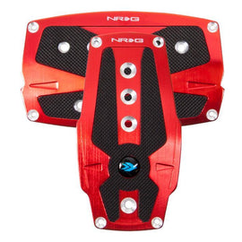 NRG Brushed Red aliminum sport pedal w/ Black rubber inserts AT PDL-250RD