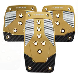 NRG Aluminum Sport Pedal Chrome Gold w/ Black Carbon MT PDL-400CG