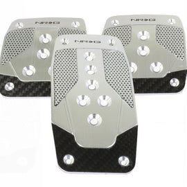 NRG Aluminum Sport Pedal Silver w/ Black Carbon MT PDL-400SL