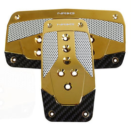 NRG Aluminum Sport Pedal Red w/ Chrome Gold Carbon AT PDL-450CG