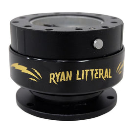 NRG Quick Release 2.0- Black Body and Black Ring with Gold Ryan Litteral Signature logo and Gold NRG Logo SRK-200BK-RL