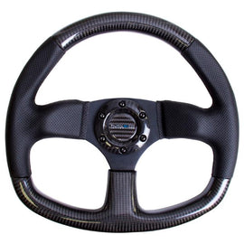 NRG CARBON FIBER STEERING WHEEL 320mm FLAT BOTTOM w/ Black stitching ST-009CFBS