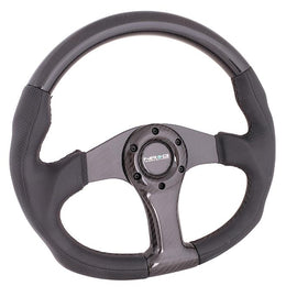 NRG CARBON FIBER STEERING WHEEL 350MM BLACK CARBON OVAL SHAPE ST-013CFCF