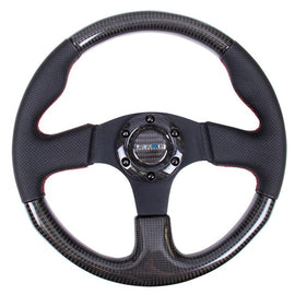 NRG CARBON FIBER STEERING WHEEL 315mm w/ RED STITCHING ST-310CFRS
