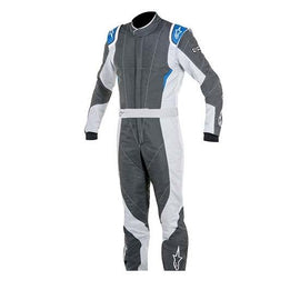 ALPINESTARS GP PRO SUIT ANTHRACITE/GRAY/BLUE SZ 52 LVL 5/FIA 3-LAYER BOOT-CUT