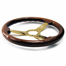 GRIP ROYAL STEERING WHEEL WALNUT JACK GOLD 350MM BROWN WOOD/GOLD SPOKE
