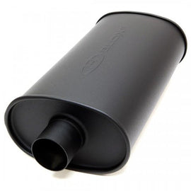 BLOX Racing SL Sport Muffler Matte Black Universal Oval Stainless Steel 2.25"