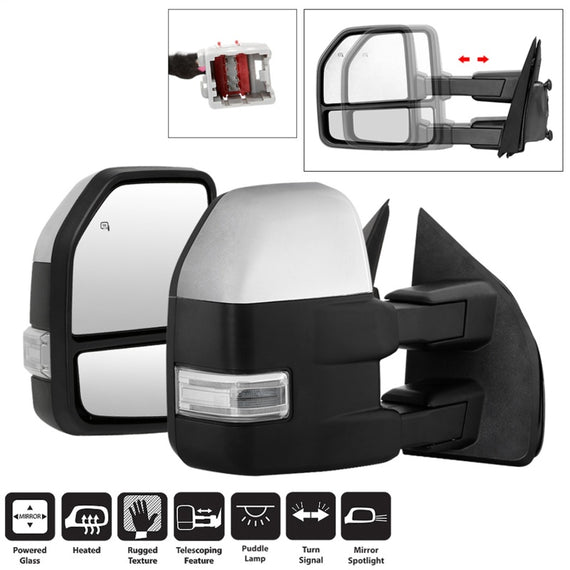 xTune 15-17 Ford F-150 Heated LED Telescoping Pwr Mirrors - Clr (Pair) (MIR-FF15015S-G4-PWH-CL-SET) 9943072