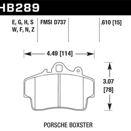 Hawk 97-08 Porsche Boxster DTC-30 Compund Front Brake Pads HB289W.610