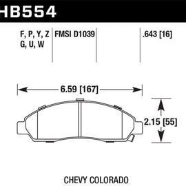 Hawk 04-08 Chevrolet Colorado LS/LT/WT DTC-60 Race Front Brake Pads HB554G.643