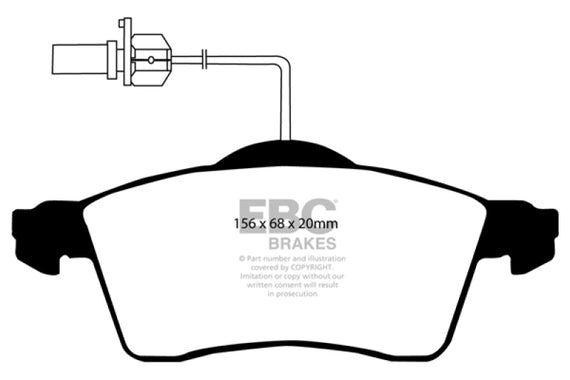 EBC 00 Volkswagen Eurovan 2.8 (ATE) with Wear Leads Greenstuff Front Brake Pads DP61398