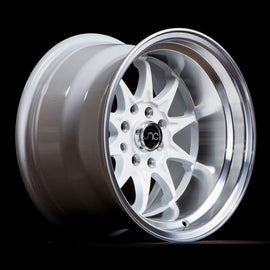 JNC 003 White Machined Lip 15x8 4x100/4x114.3 +0 Wheel/Rim 1601078198297