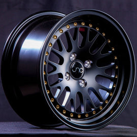 JNC 001 Matte Black Gold Rivets 17x8 5x100/5x114.3 +25 Wheel/Rim 20933421498445