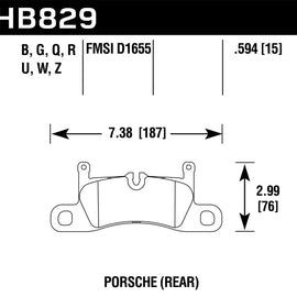 Hawk 12-17 Porsche 911 DTC-60 Race Rear Brake Pads HB829G.594