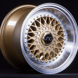 JNC 004S Gold Machined Lip Gold Rivets 18x8.5 5x100/5x114.3 +30 Wheel/Rim 986862878745