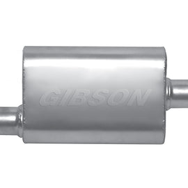 Gibson MWA Superflow Offset/Center Oval Muffler - 4x9x14in/2.25in Inlet/2.25in Outlet - Stainless BM0100