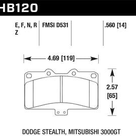 Hawk Mitsubishi 3000 GT VR4/ Dodge Stealth R/T 4WD Performance Ceramic Street Front Brake Pads HB120Z.560