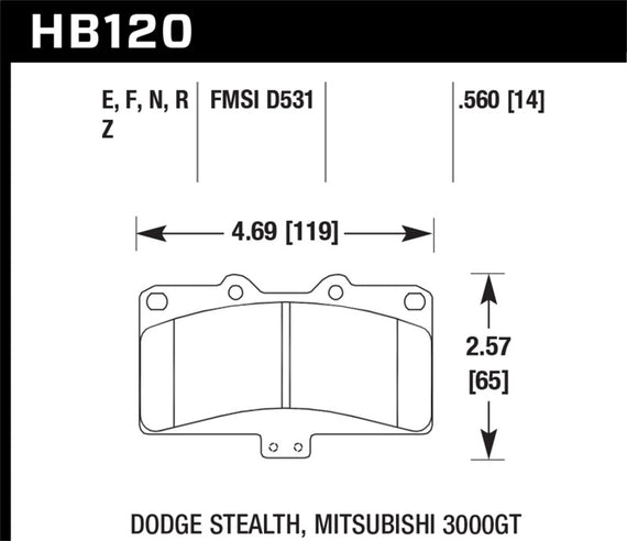 Hawk Mitsubishi 3000 GT VR4/ Dodge Stealth R/T 4WD Performance Ceramic Street Front Brake Pads HB120Z.560