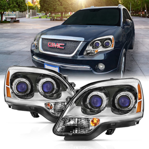 ANZO 2007-2008 GMC Acadia Crystal Headlight Chrome Amber(OE) 111476