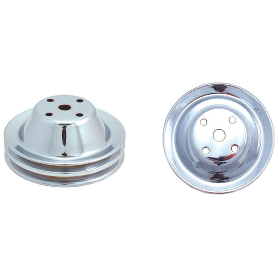 Spectre SB Chevy Double Upper Groove Long Water Pump Pulley - Chrome 4418