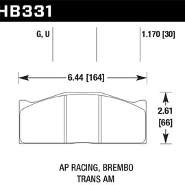 Hawk DTC-80 AP Racing/Brembo 30mm Race Brake Pads HB331Q1.17