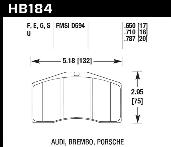 Hawk 01-03 Audi S8 / 94-98 Porsche 911 993 Turbo DTC-70 Race Front Brake Pads HB184U.650