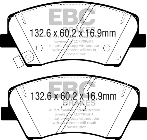 EBC 2017+ Hyundai Elantra 1.4L Turbo Yellowstuff Front Brake Pads DP43075R