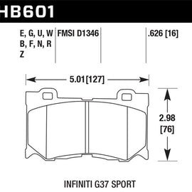 Hawk 10-11 Infiniti FX50 / 09-10 G37 / 09-10 Nissan 370Z Blue 9012 Race Front Brake Pads HB601E.626