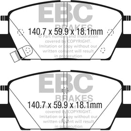 EBC 2016+ Chevrolet Malibu 1.5L Turbo (Elec PB) Redstuff Front Brake Pads DP33068C