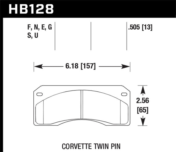 Hawk Corvette Twin Pin DTC-70 Race Brake Pads HB128U.505