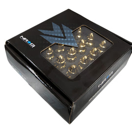 NRG 500 Series M12 X 1.5 Bullet Shape Steel Lug Nut Set - 21 Pc w/Lock Key - Chrome Gold LN-LS500CG-21