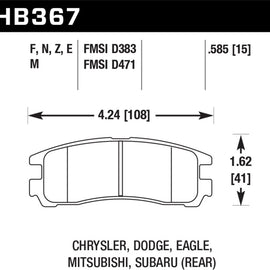Hawk 91-99 Mitsubishi 3000GT (Excl VR4) / 94-12 Mitsubishi Eclipse Blue 9012 Race Rear Brake Pads HB367E.585