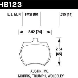 Hawk 66-79 MG Midget / 75-80 Triumph TR7 Black Front Race Brake Pads HB123M.535