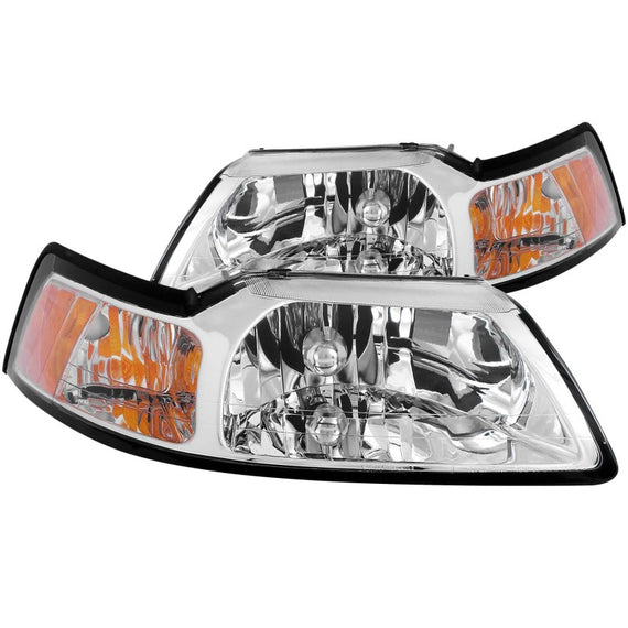 ANZO 1999-2004 Ford Mustang Crystal Headlights Chrome 121041