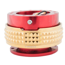 NRG Quick Release Kit - Pyramid Edition - Red Body / Chrome Gold Pyramid Ring SRK-210RD/CG