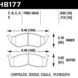 Hawk 95-97 Dodge Neon Blue 9012 Front Race Pads HB177E.630