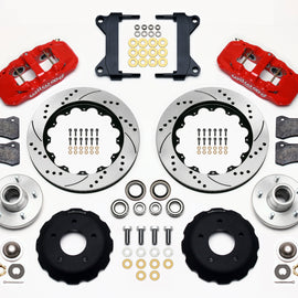 Wilwood AERO6 Front Hub Kit 14.00 Drilled-Red Chevy C-10 60-87 CPP Drop Spindle 140-13692-DR