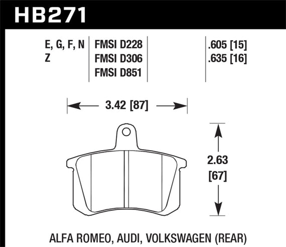 Hawk Performance Ceramic Street Brake Pads HB271Z.635