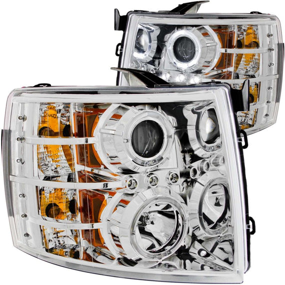 ANZO 2007-2013 Chevrolet Silverado 1500 Projector Headlights w/ Halo Chrome 111199