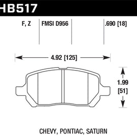 Hawk Pontiac/ Saturn/ Chevrolet Performance Ceramic Street Front Brake Pads HB517Z.690